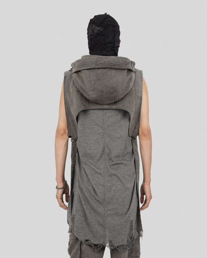 Bohemian Patchwork Hooded Vest - wasteland fashion - Bohemian Patchwork Hooded Vest for Unique Style - View 2
