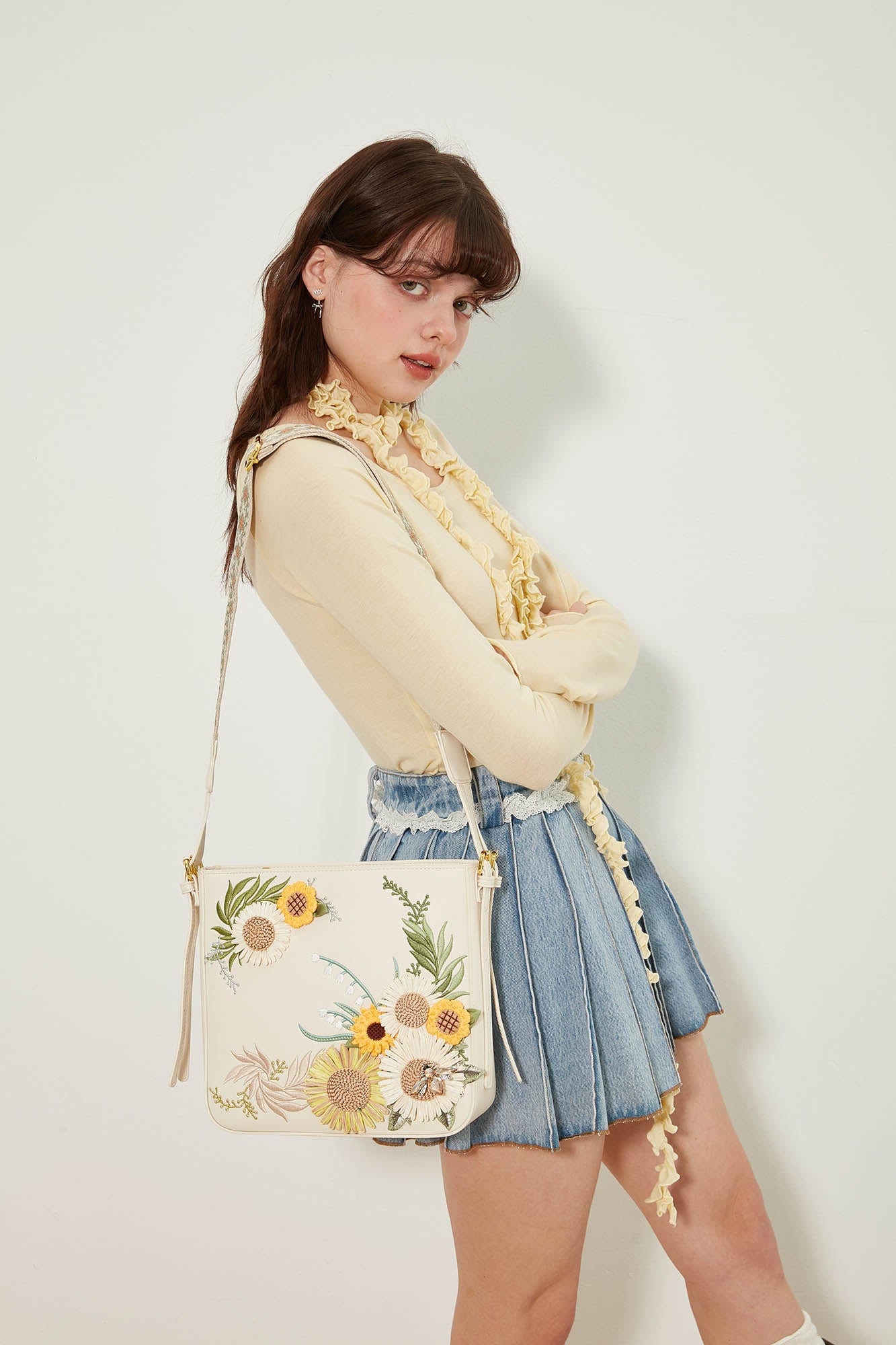 Bohemian Sunflower Embroidered Crossbody -  embroidered purse - Bohemian Sunflower Embroidered Crossbody Bag - View 6