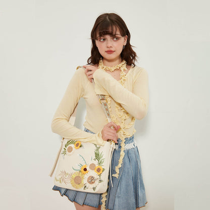 Bohemian Sunflower Embroidered Crossbody - unique accessory - Bohemian Sunflower Embroidered Crossbody Bag - View 2