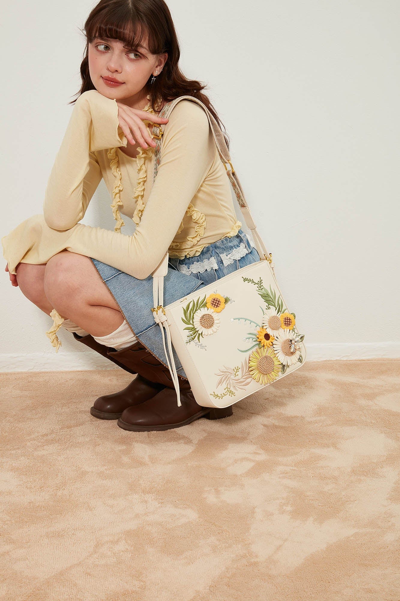 Bohemian Sunflower Embroidered Crossbody - unique accessory - Bohemian Sunflower Embroidered Crossbody Bag - View 9
