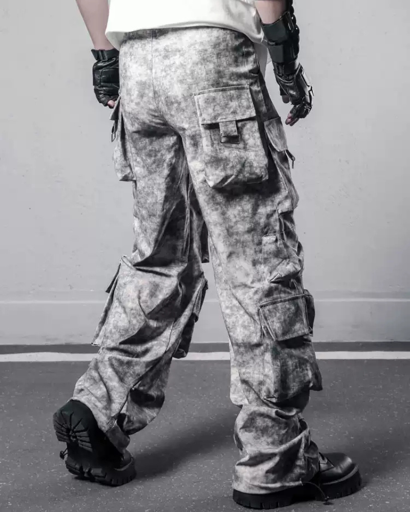 Boho Tie-Dye Cargo Trousers - post-apocalyptic cargo pants - Boho Tie-Dye Cargo Trousers for Urban Adventures - View 3