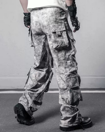 Boho Tie-Dye Cargo Trousers - post-apocalyptic cargo pants - Boho Tie-Dye Cargo Trousers for Urban Adventures - View 3