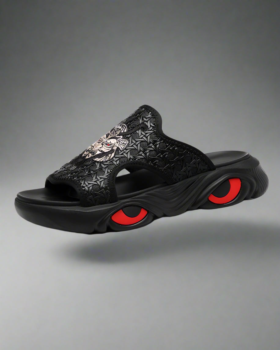 Bold Black Bullhead Slippers - black slippers - Bold Black Bullhead Slippers for Comfort and Style - Main view