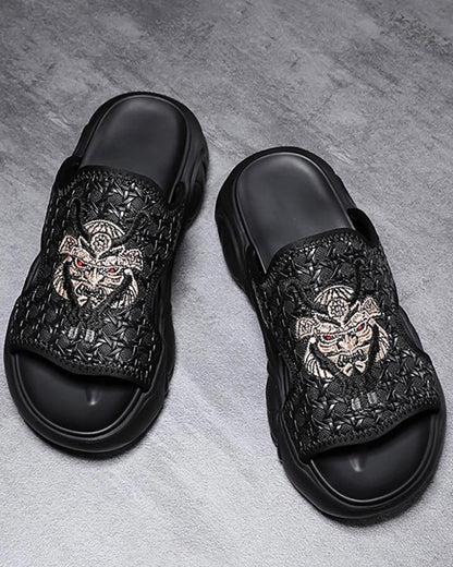 Bold Black Bullhead Slippers - black slippers - Bold Black Bullhead Slippers for Comfort and Style - View 7