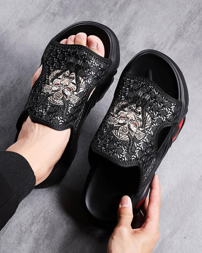Bold Black Bullhead Slippers -  breathable slippers - Bold Black Bullhead Slippers for Comfort and Style - View 3