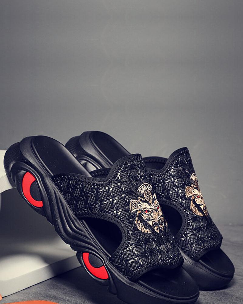 Bold Black Bullhead Slippers -  durable indoor footwear - Bold Black Bullhead Slippers for Comfort and Style - View 5