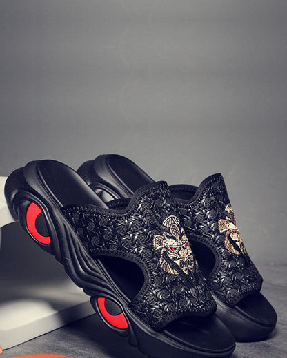 Bold Black Bullhead Slippers -  durable indoor footwear - Bold Black Bullhead Slippers for Comfort and Style - View 5