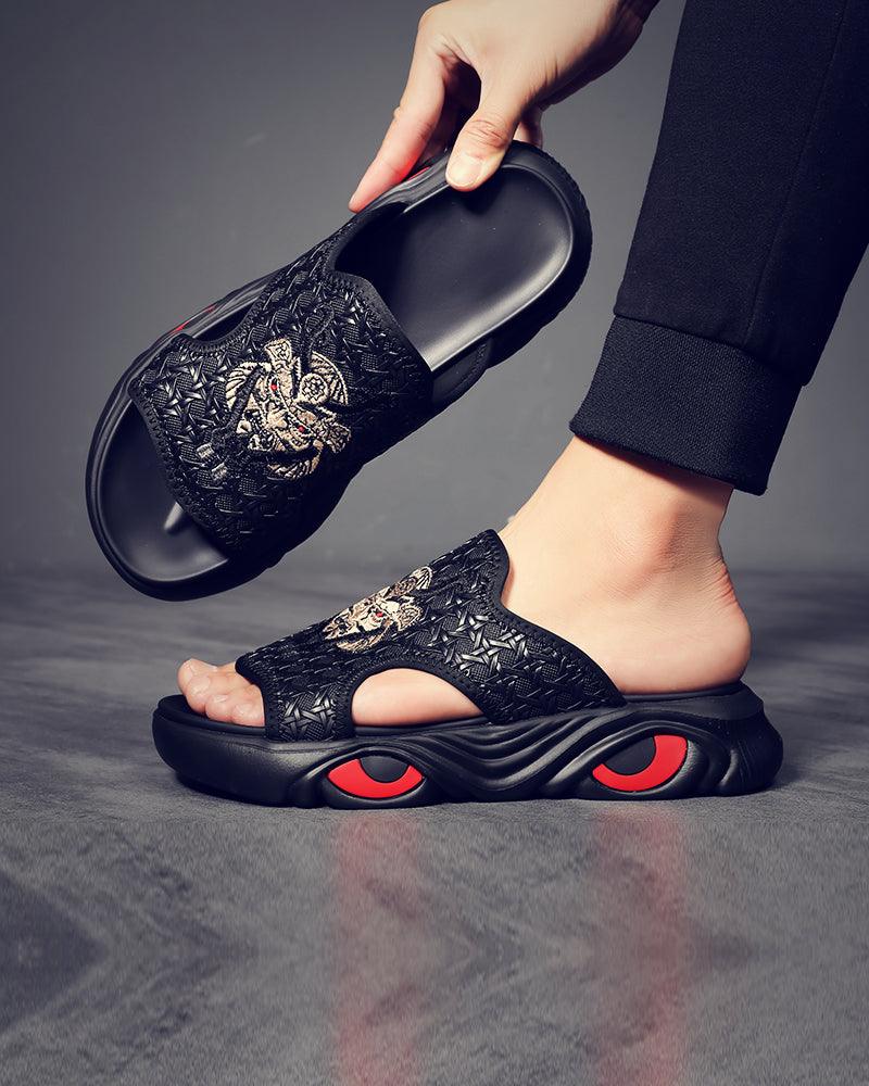 Bold Black Bullhead Slippers - flexible slippers - Bold Black Bullhead Slippers for Comfort and Style - View 2