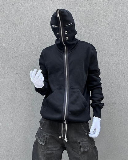 Bold Cut-Out Eye Zip Hoodie -  black - Cut-Out Eye Zip Hoodie for Comfort and Style - View 3