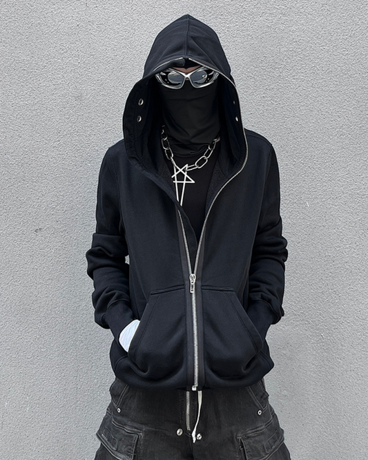 Bold Cut-Out Eye Zip Hoodie - hoodie - Cut-Out Eye Zip Hoodie for Comfort and Style - Main view