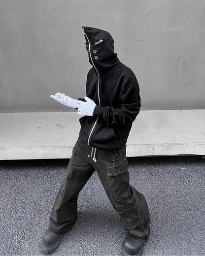 Bold Cut-Out Eye Zip Hoodie -  streetwear - Cut-Out Eye Zip Hoodie for Comfort and Style - View 5