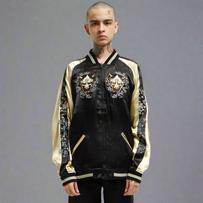 Bold Demon Embroidered Jacket - embroidered jacket - Reversible Embroidered Sukajan Jacket for Stylish Comfort - Main view