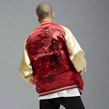 Bold Demon Embroidered Jacket -  reversible jacket - Reversible Embroidered Sukajan Jacket for Stylish Comfort - View 4