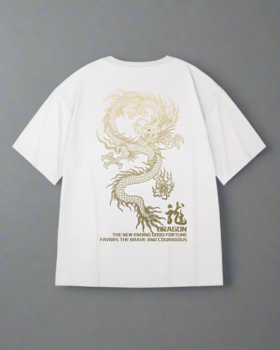 Bold Dragon Graphic Tee -  casual everyday style - Bold Dragon Graphic Tee with Oversized Fit - View 3
