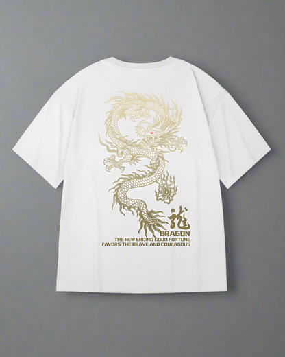 Bold Dragon Graphic Tee -  casual everyday style - Bold Dragon Graphic Tee with Oversized Fit - View 3