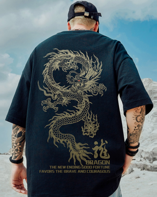 Bold Dragon Graphic Tee - graphic tee - Bold Dragon Graphic Tee with Oversized Fit - Main view