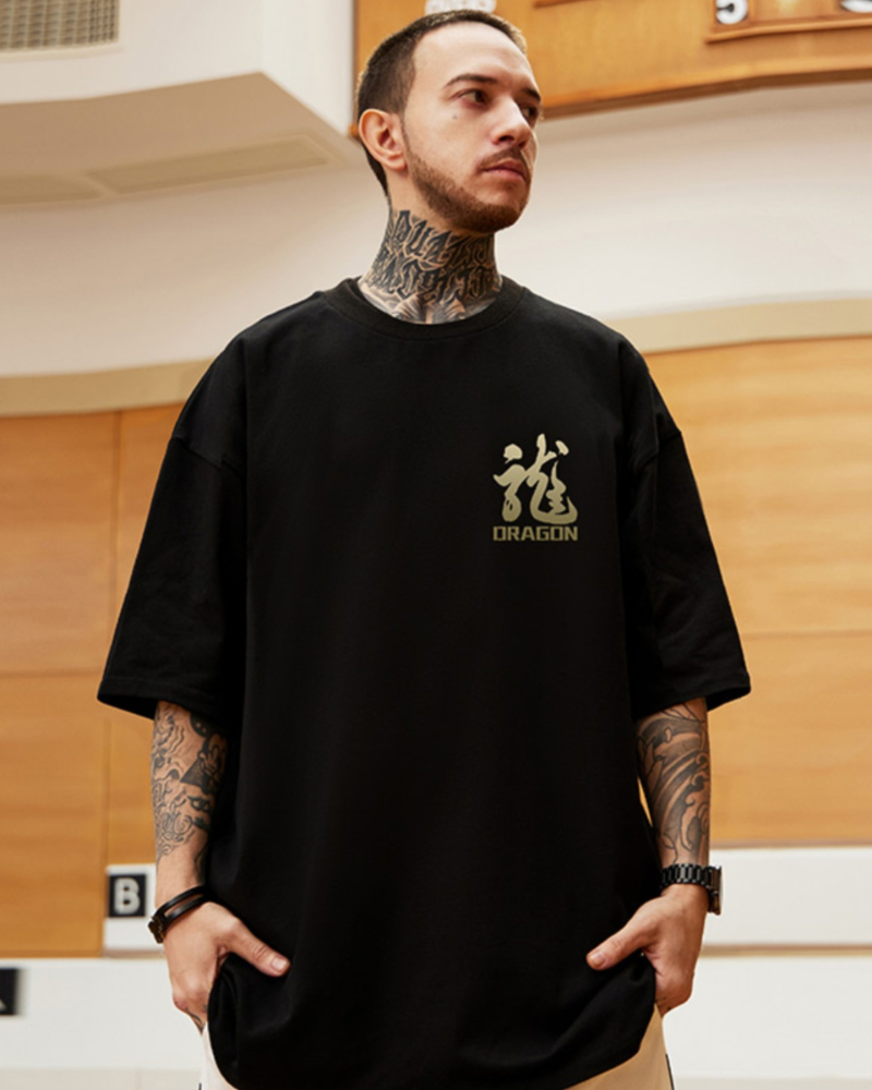 Bold Dragon Graphic Tee - oversized fit t-shirt - Bold Dragon Graphic Tee with Oversized Fit - View 2