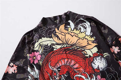 Bold Dragon Print Kimono -  haori cardigan - Unisex Bold Dragon Print Kimono for Every Occasion - View 3