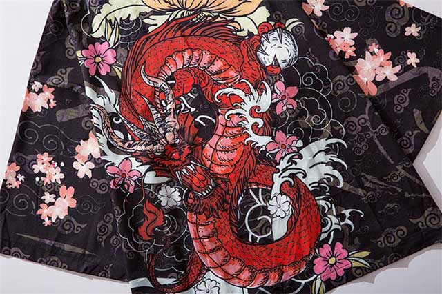 Bold Dragon Print Kimono -  kimono style - Unisex Bold Dragon Print Kimono for Every Occasion - View 4