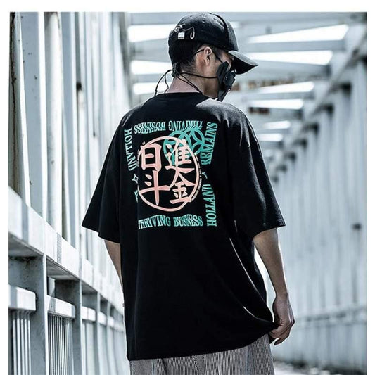 Bold Graphic Oversized Tee - japanese aesthetics clothing - Bold Oversized Graphic Tee with Japanese Inspiration - Main view