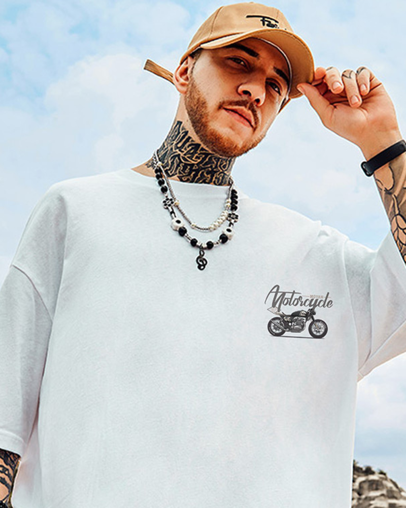 Bold Oversize Biker Tee -  motorcycle culture t-shirt - Oversize Biker Tee for Stylish Streetwear - View 3