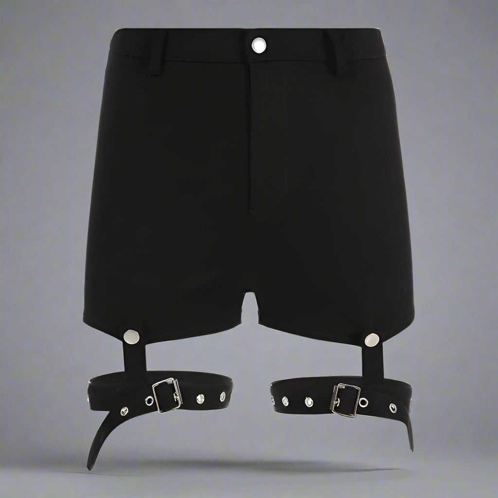 Bold Punk Leg Ring Shorts - cargo shorts - Stylish Women's Cargo Shorts with Customizable Leg Rings - Main view