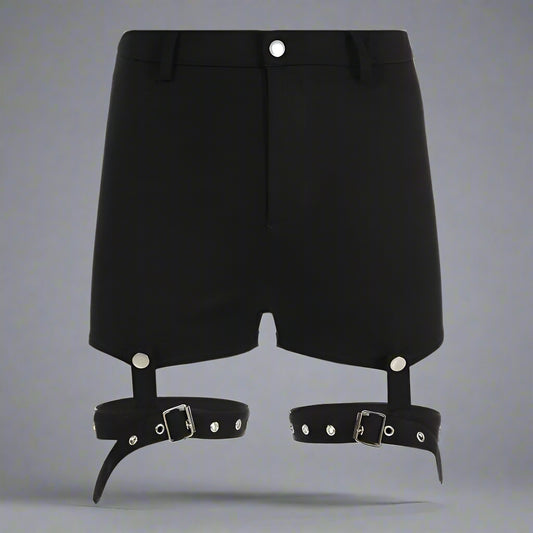 Bold Punk Leg Ring Shorts - cargo shorts - Stylish Women's Cargo Shorts with Customizable Leg Rings - Main view