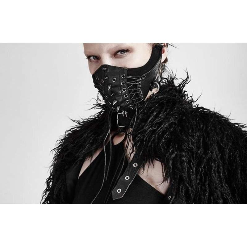 Bold Rivet Punk Face Mask - premium PU mask - Adjustable Bold Rivet Punk Face Mask for Street Style - View 2