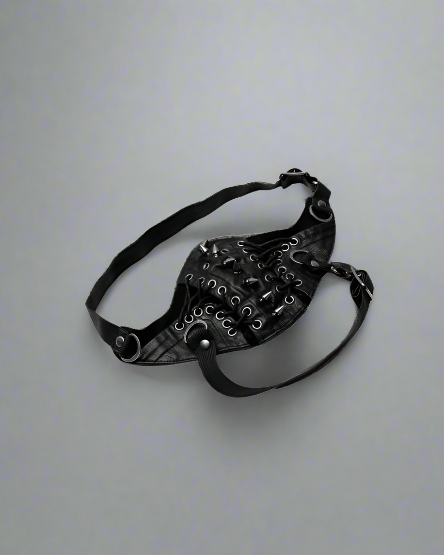 Bold Rivet Punk Face Mask -  black face mask - Adjustable Bold Rivet Punk Face Mask for Street Style - View 4