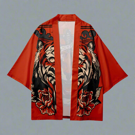 Bold Tiger-Print Kimono Wrap - stylish kimono wrap - Bold Tiger-Print Kimono Wrap for Effortless Style - Main view