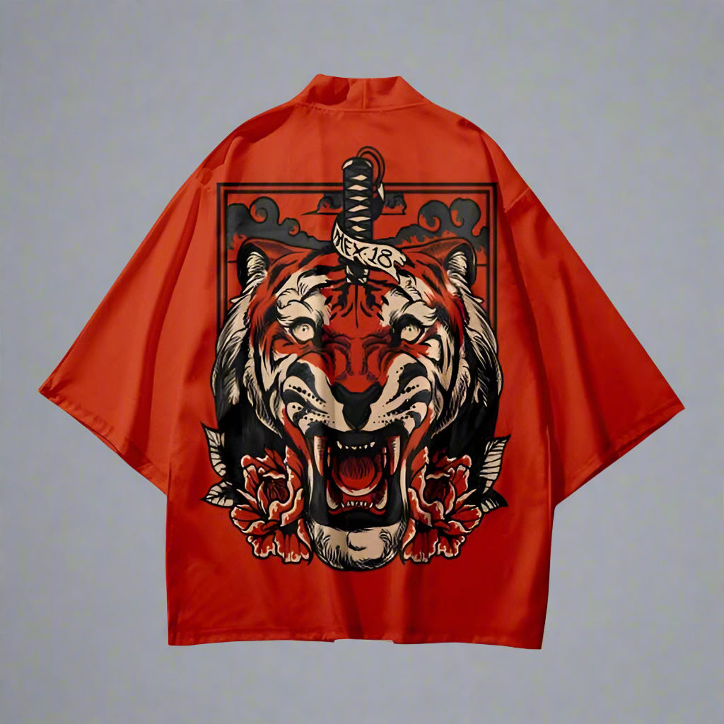 Bold Tiger-Print Kimono Wrap - tiger-print - Bold Tiger-Print Kimono Wrap for Effortless Style - View 2