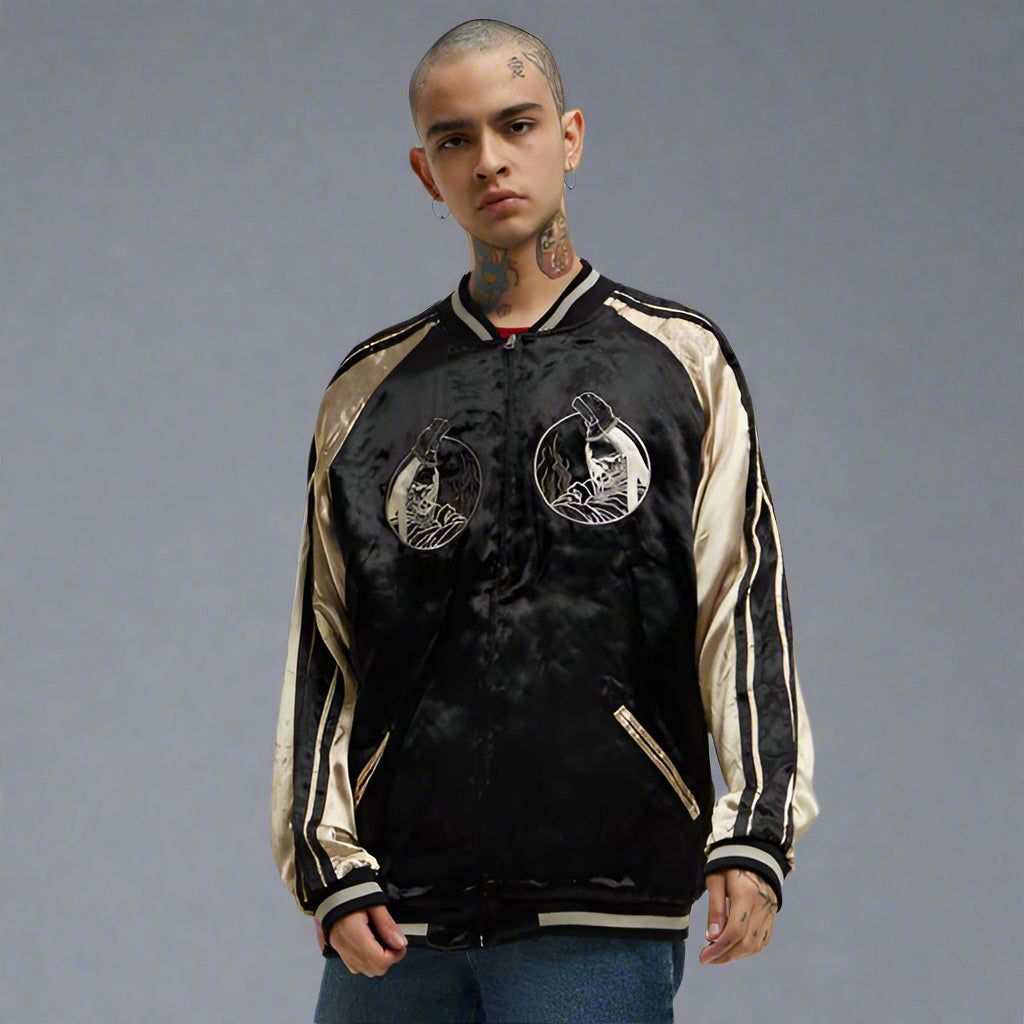 Bone-Chilling Reversible Jacket -  asian fit - Stylish Reversible Sukajan Jacket with Japanese Embroidery - View 3