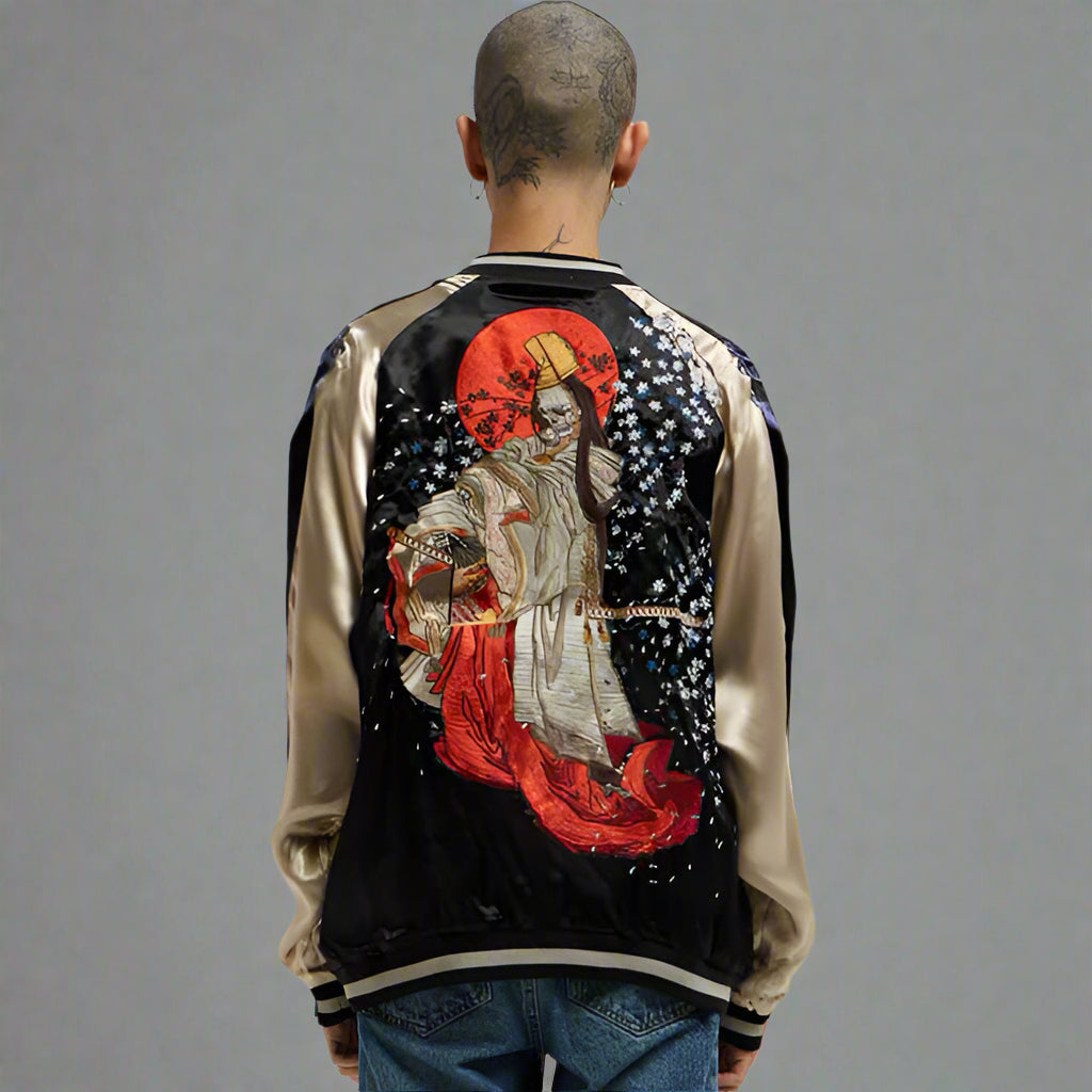Bone-Chilling Reversible Jacket -  comfortable fit jacket - Stylish Reversible Sukajan Jacket with Japanese Embroidery - View 4
