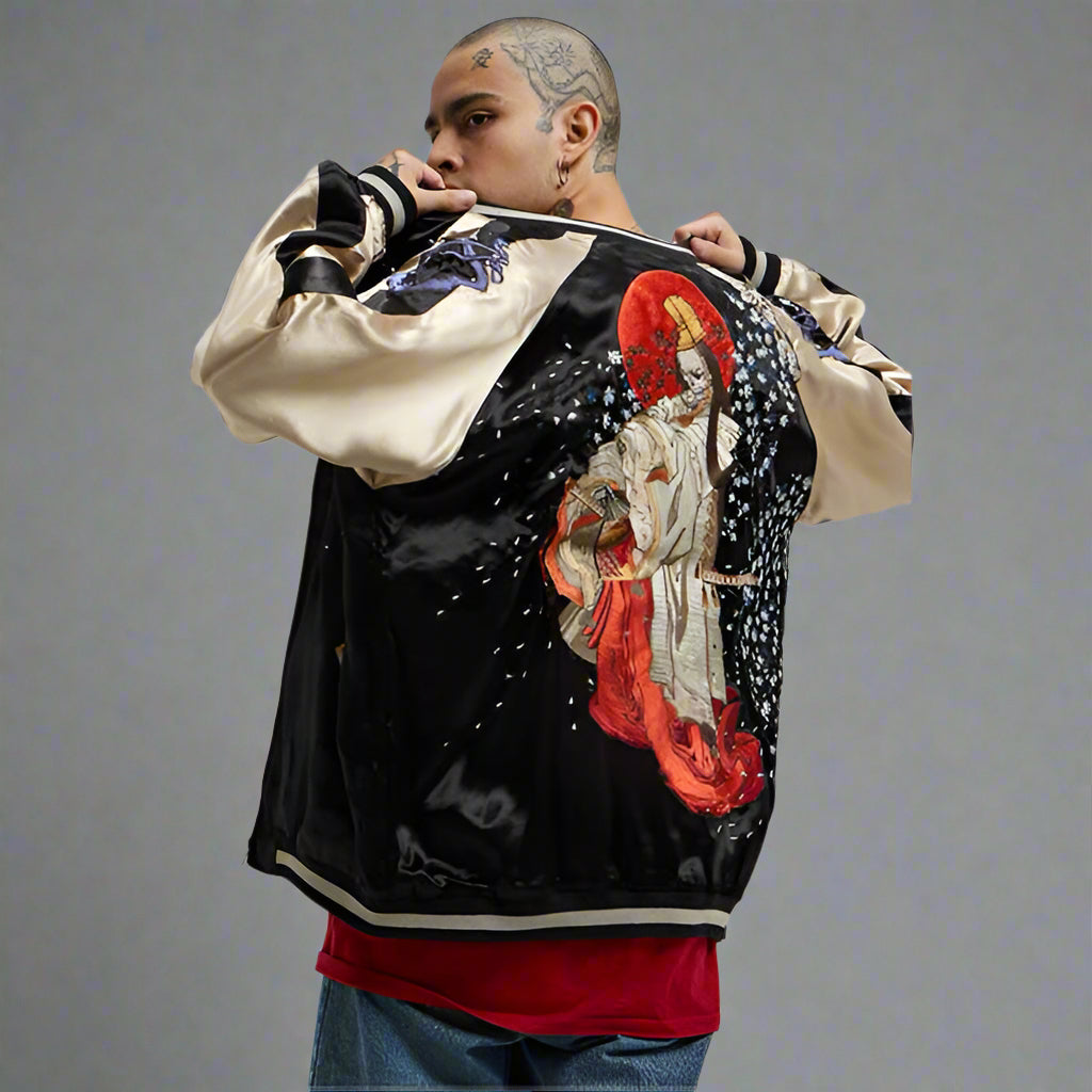 Bone-Chilling Reversible Jacket - reversible jacket - Stylish Reversible Sukajan Jacket with Japanese Embroidery - View 2