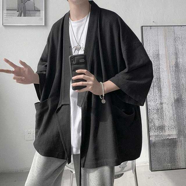 Breezy Cotton Kimono Wrap -  haori cardigan - Lightweight Cotton Kimono Wrap for Everyday Comfort - View 3