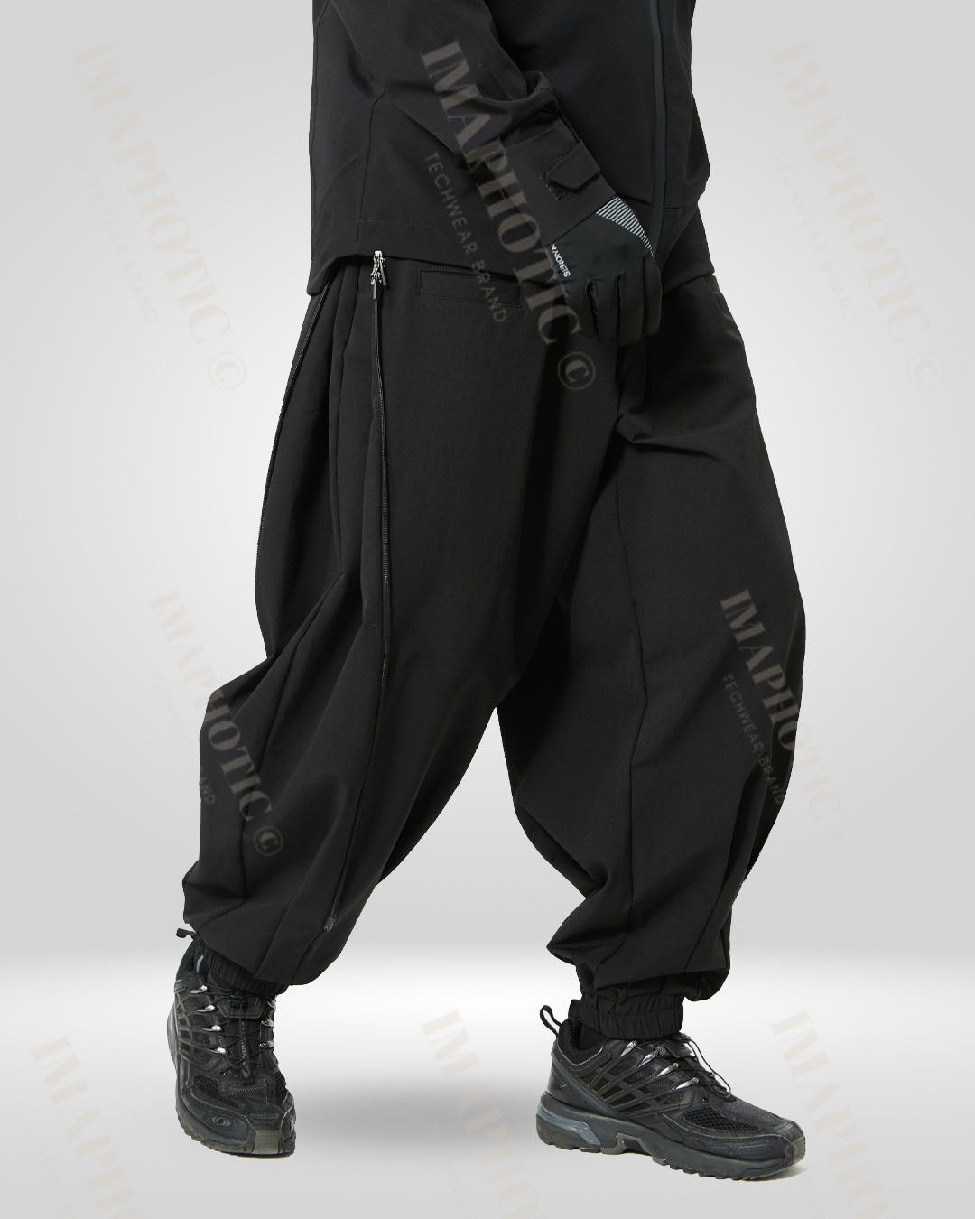 Casual Outdoor Black Wide Leg Trousers - black trousers - Casual Outdoor Black Wide Leg Trousers for Versatile Style - Main view