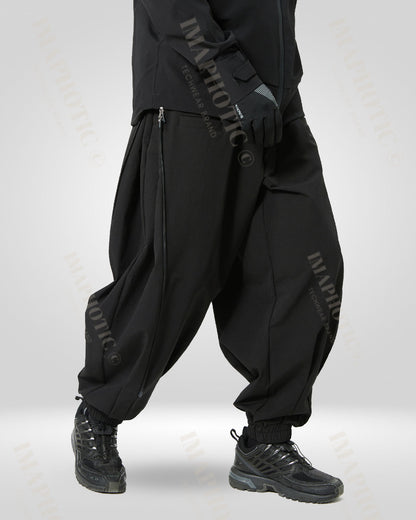 Casual Outdoor Black Wide Leg Trousers - black trousers - Casual Outdoor Black Wide Leg Trousers for Versatile Style - Main view