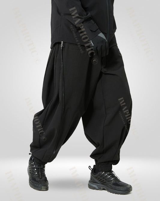 Casual Outdoor Black Wide Leg Trousers - black trousers - Casual Outdoor Black Wide Leg Trousers for Versatile Style - Main view