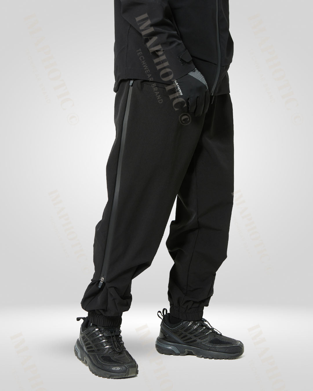 Casual Outdoor Black Wide Leg Trousers -  sporty outdoor trousers - Casual Outdoor Black Wide Leg Trousers for Versatile Style - View 6