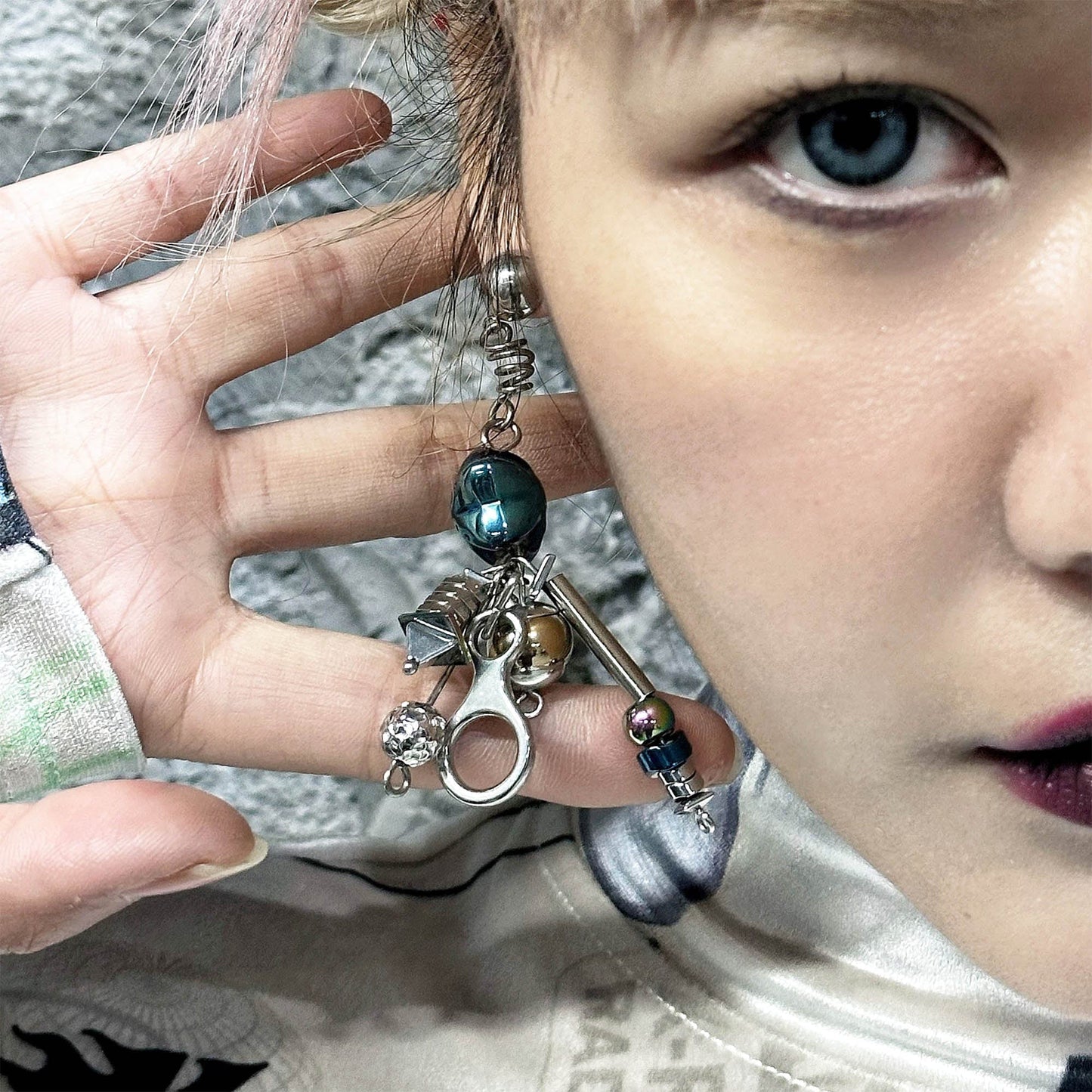 Cosmic Blue Industrial Drop Earrings