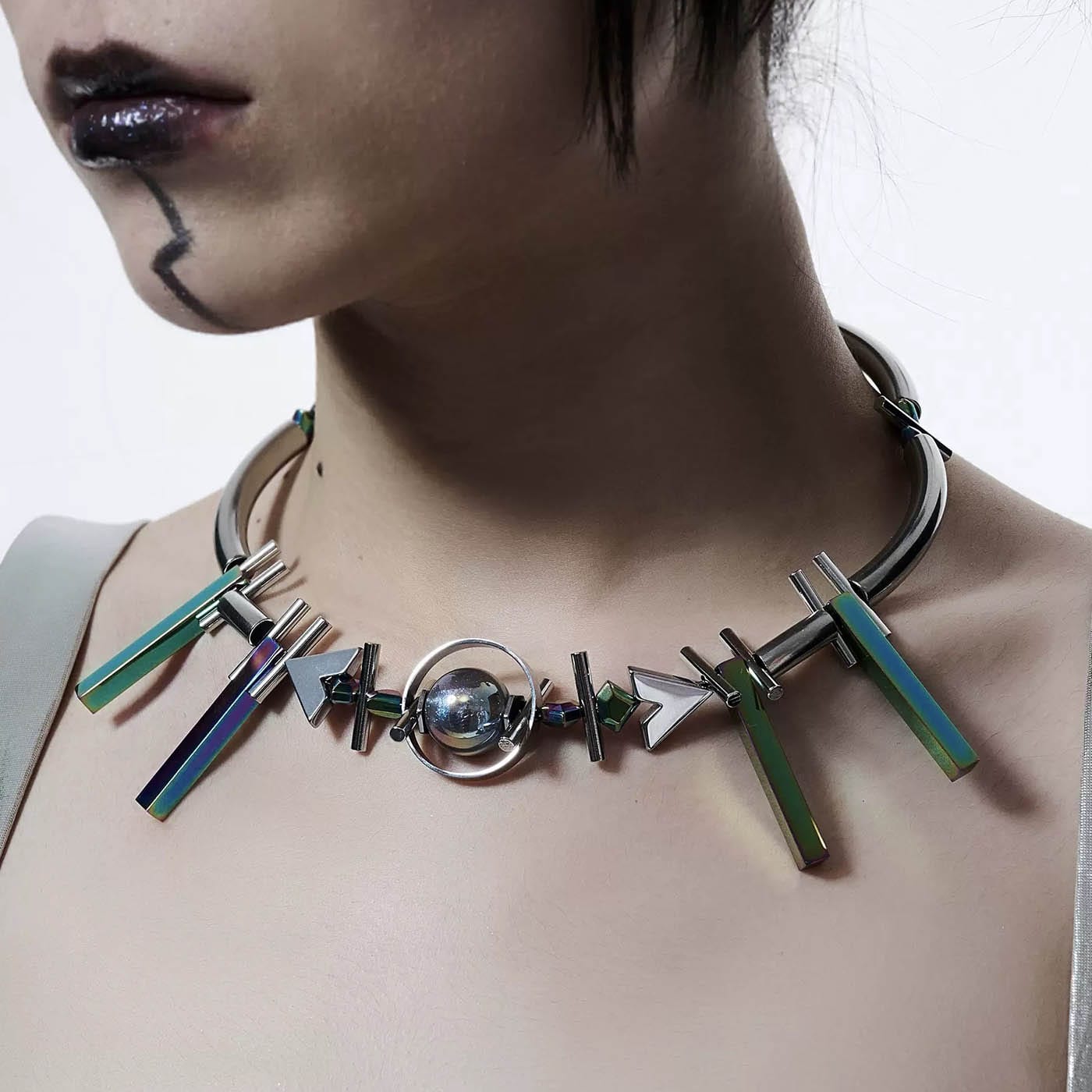 Celestial Geometric Beaded Necklace - avant-garde jewelry - Celestial Geometric Beaded Necklace for Unique Style - Main view