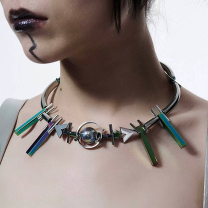 Celestial Geometric Beaded Necklace - avant-garde jewelry - Celestial Geometric Beaded Necklace for Unique Style - Main view