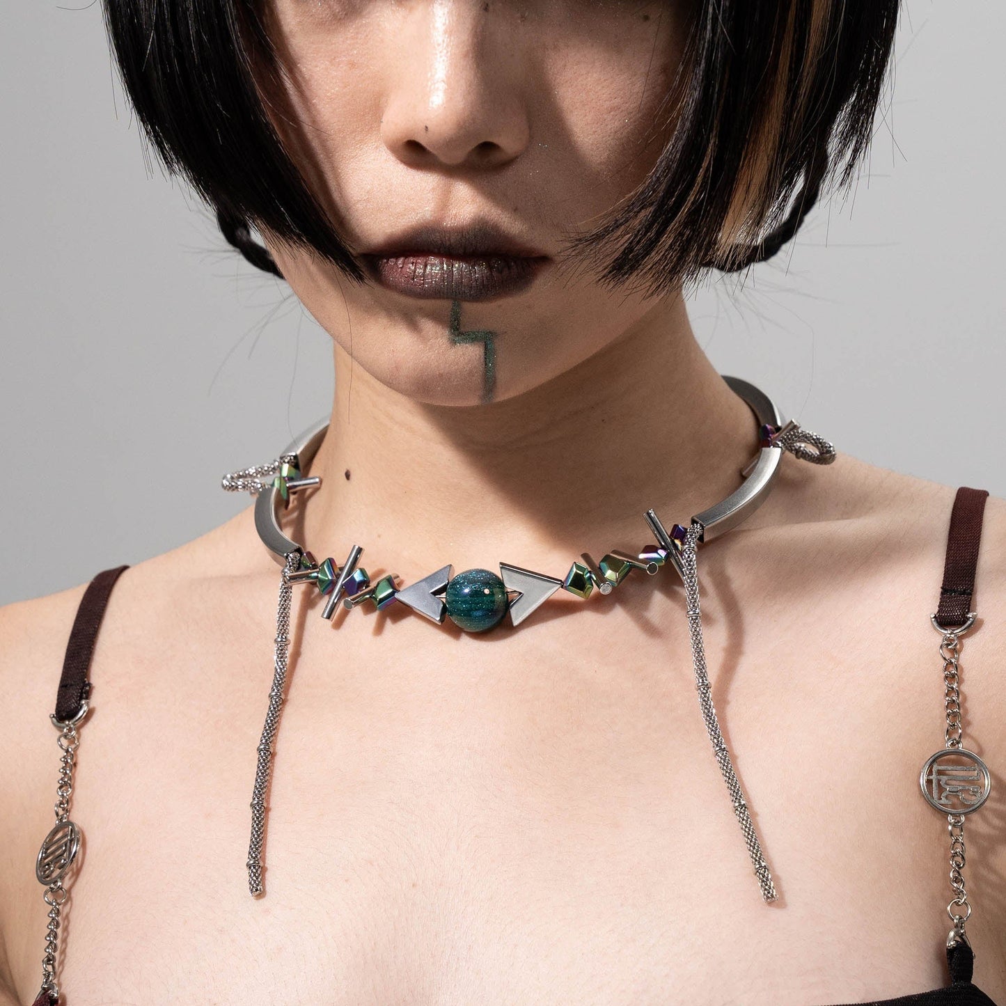 Celestial Geometric Time Necklace - futuristic aesthetics - Celestial Geometric Time Necklace for Modern Elegance - Main view