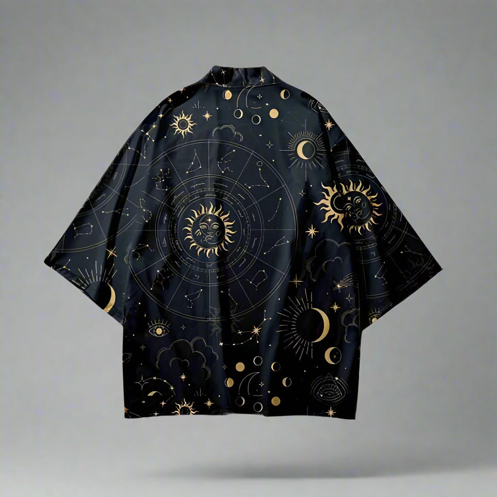Celestial Inspired Haori - haori - Cosmic-Inspired Haori with Lunar Motifs - View 2