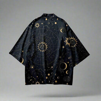 Celestial Inspired Haori - haori - Cosmic-Inspired Haori with Lunar Motifs - View 2