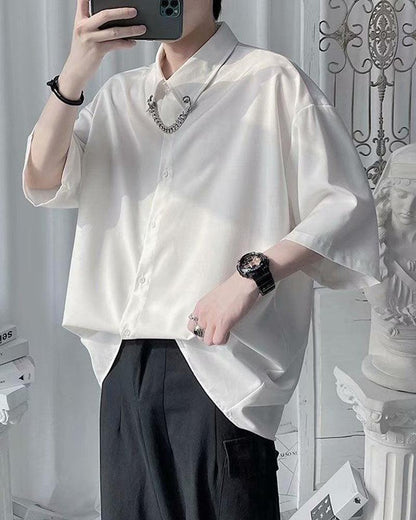 Chain-Detail Short Sleeve Shirt - techwear shirt - Urban Techwear Short Sleeve Shirt with Chain Detail - View 2