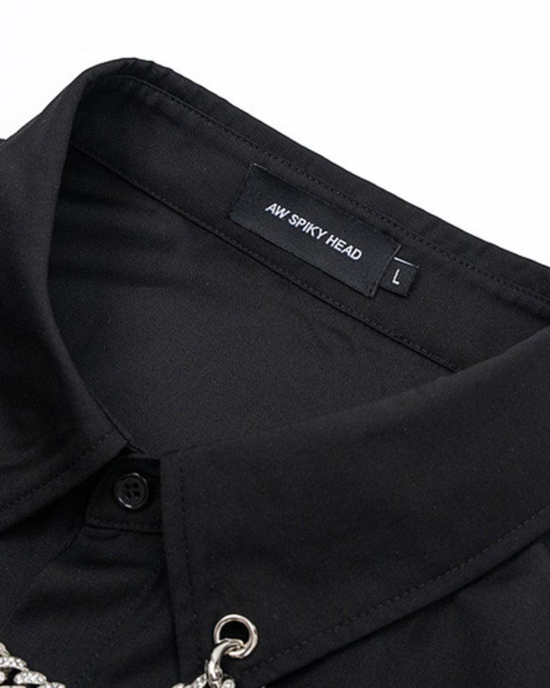 Chain-Detail Short Sleeve Shirt -  urban style - Urban Techwear Short Sleeve Shirt with Chain Detail - View 7