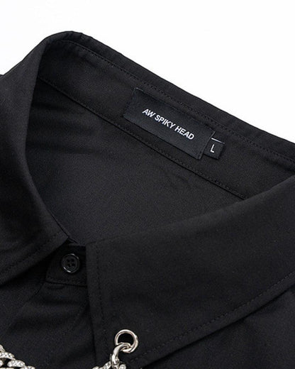 Chain-Detail Short Sleeve Shirt -  urban style - Urban Techwear Short Sleeve Shirt with Chain Detail - View 7