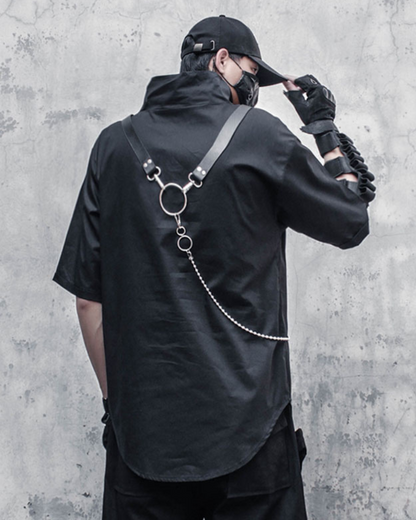 Chained Style Techwear Tee -  chain detailing - Chained Style Techwear Tee for Ultimate Comfort - View 4