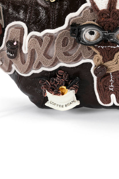 Charming Bunny Café Croissant Bag -  fashion bag - Café-Themed Crescent Bag with Bunny Patch - View 12